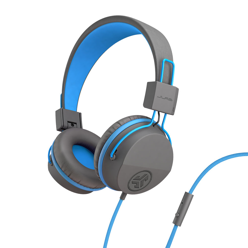 JBuddies Studio On-Ear Kids Wired Type-C Headphones Peach - Graphite/Blue